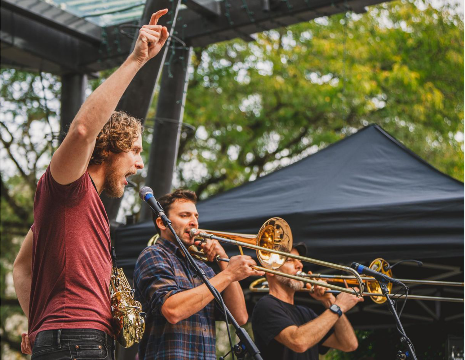 The Fall Creek Brass Band playing at the Ithaca Harvest festival in 2021